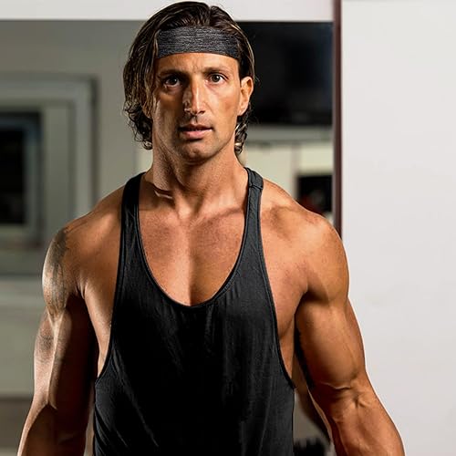 Miniatura 9 de Braylin Bandas para el sudor para hombres, paquete de 12 diademas para hombres, diademas deportivas para hombres, absorben el sudor, antideslizantes