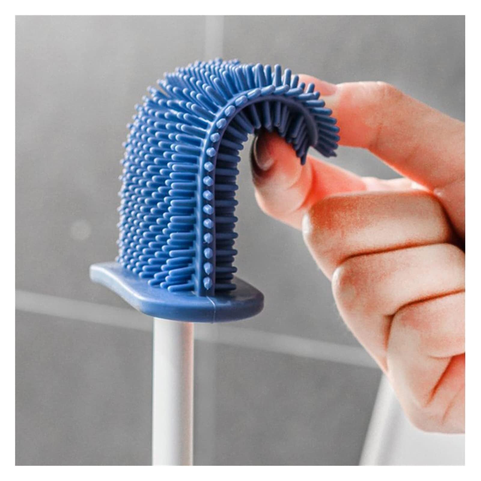 Set scopino e stantuffo per WC a Parete - Setole in Silicone per un'efficace Pulizia del Bagno - Elegante Supporto Beige Incluso - Strumenti Essenziali per la Pulizia del WC