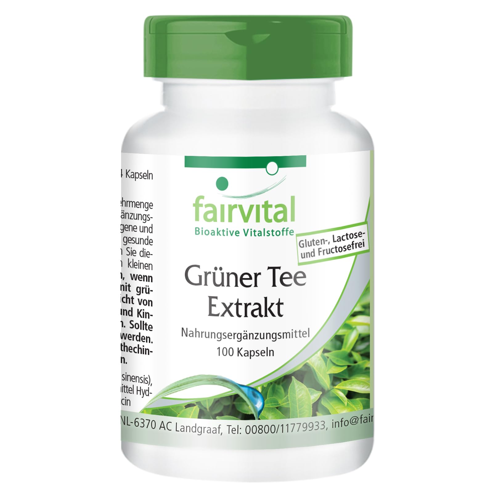 Green Tea Extract Capsules - 100 Capsules - Polyphenols, Catechins, EGCG & Caffeine - HIGH Dosage - Vegan - Camellia sinensis