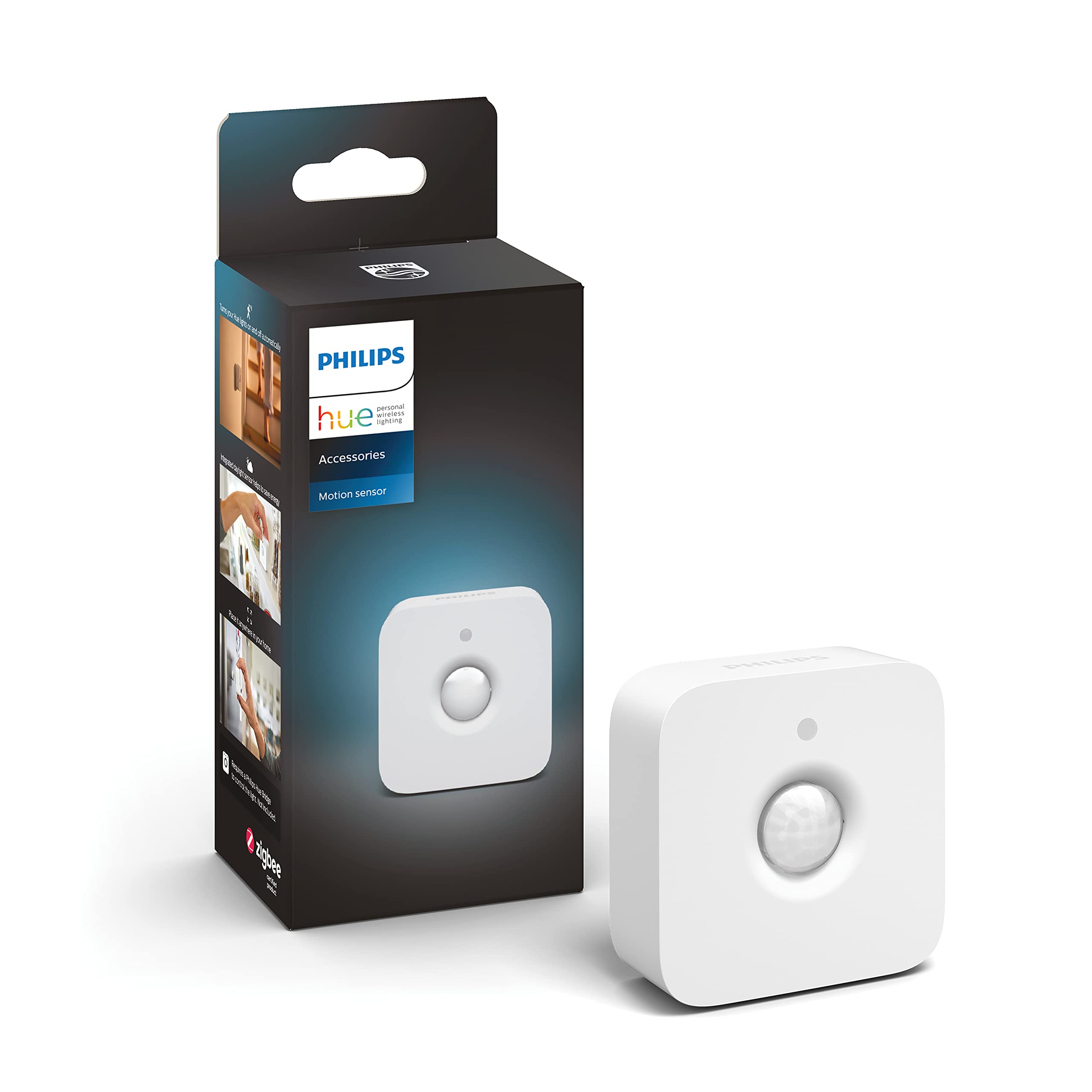 Philips Hue Bewegingssensor - Activeer Je Hue Lampen Bij Beweging - met Ingebouwde Lichtsensor - Overal Eenvoudig te Bevestigen - Verbind met Bridge