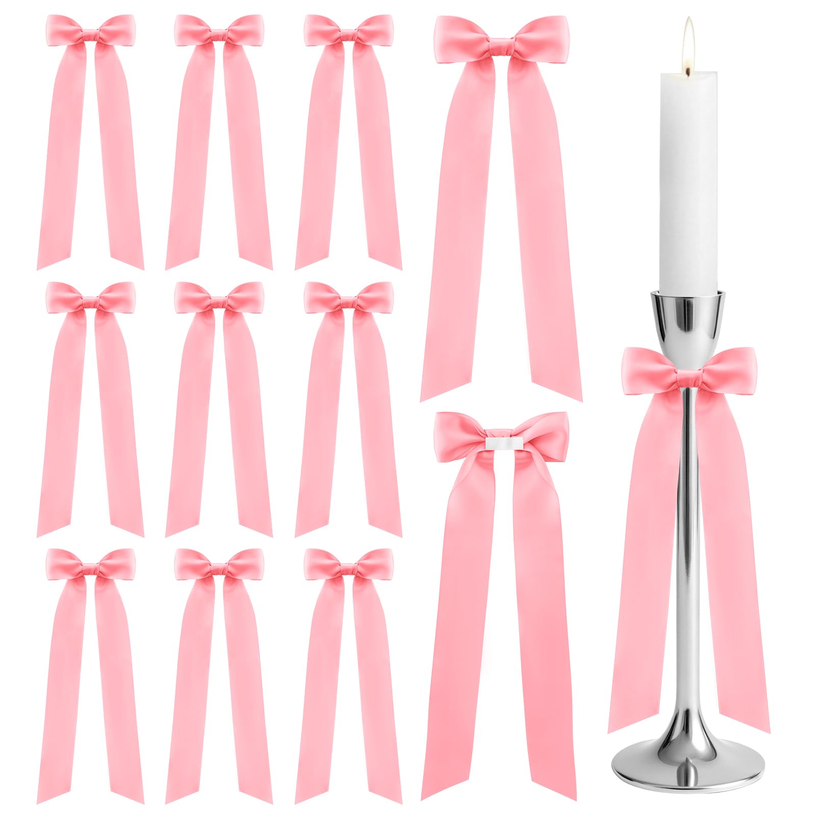 Lazos rosas para velas y sillas decorativas en bodas y eventos paquete de 12 unidades