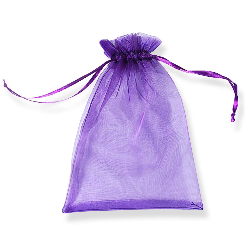 Jewelry Organza Bags YFZYT Drawstring Transparent Net Yarn Pouches with Multi-Colored Idea for Gift Wedding Candy Sandbags Suitable for Men and Women 100 Pcs, 20 * 30 cm, Deep Purple