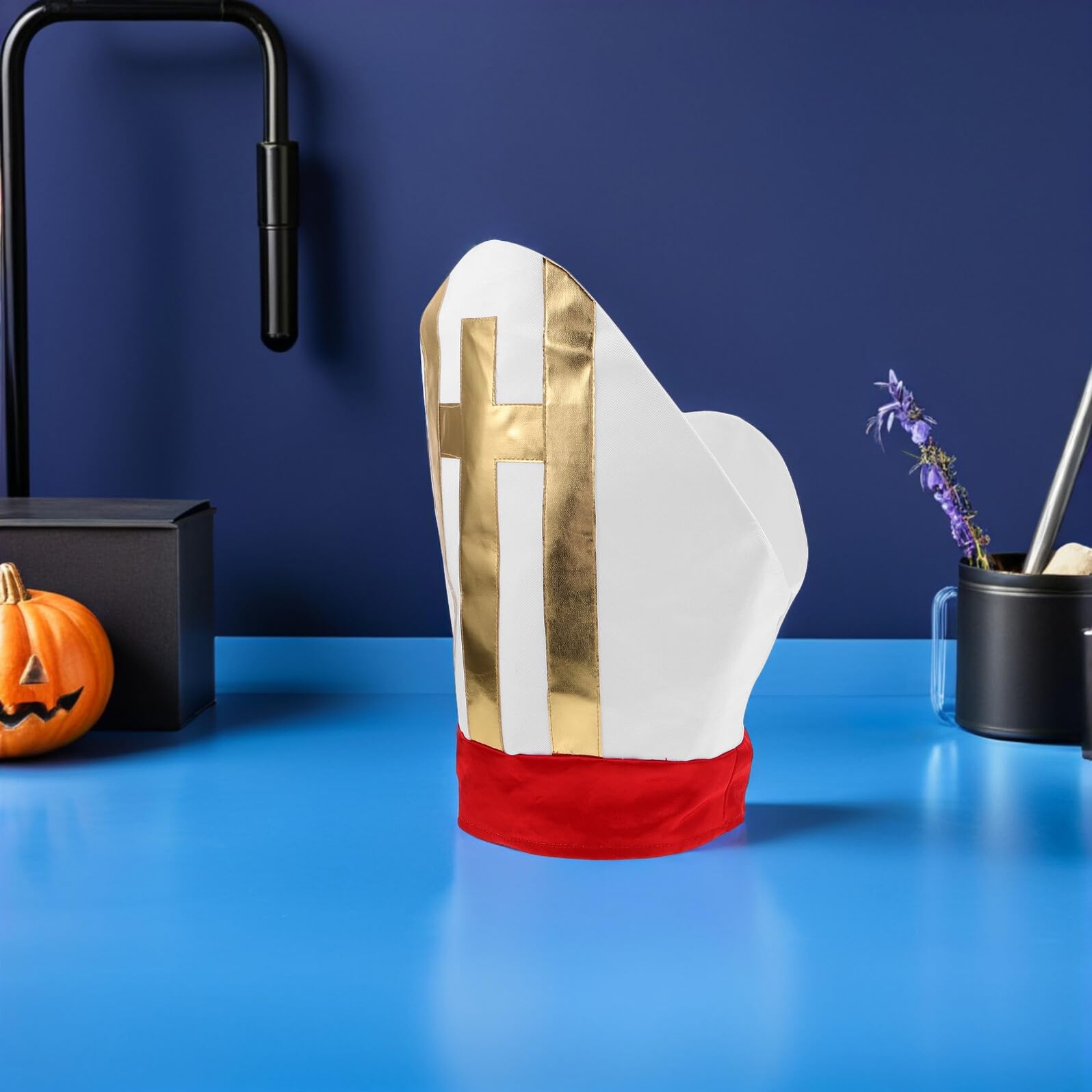 Gatuida Cappello da Prete Mitra per Costume da Clero Uomo Copricapo Cosplay Liturgico Rosso Leggero e Confortevole Accessorio Teatrale per Feste di Halloween e Rappresentazioni