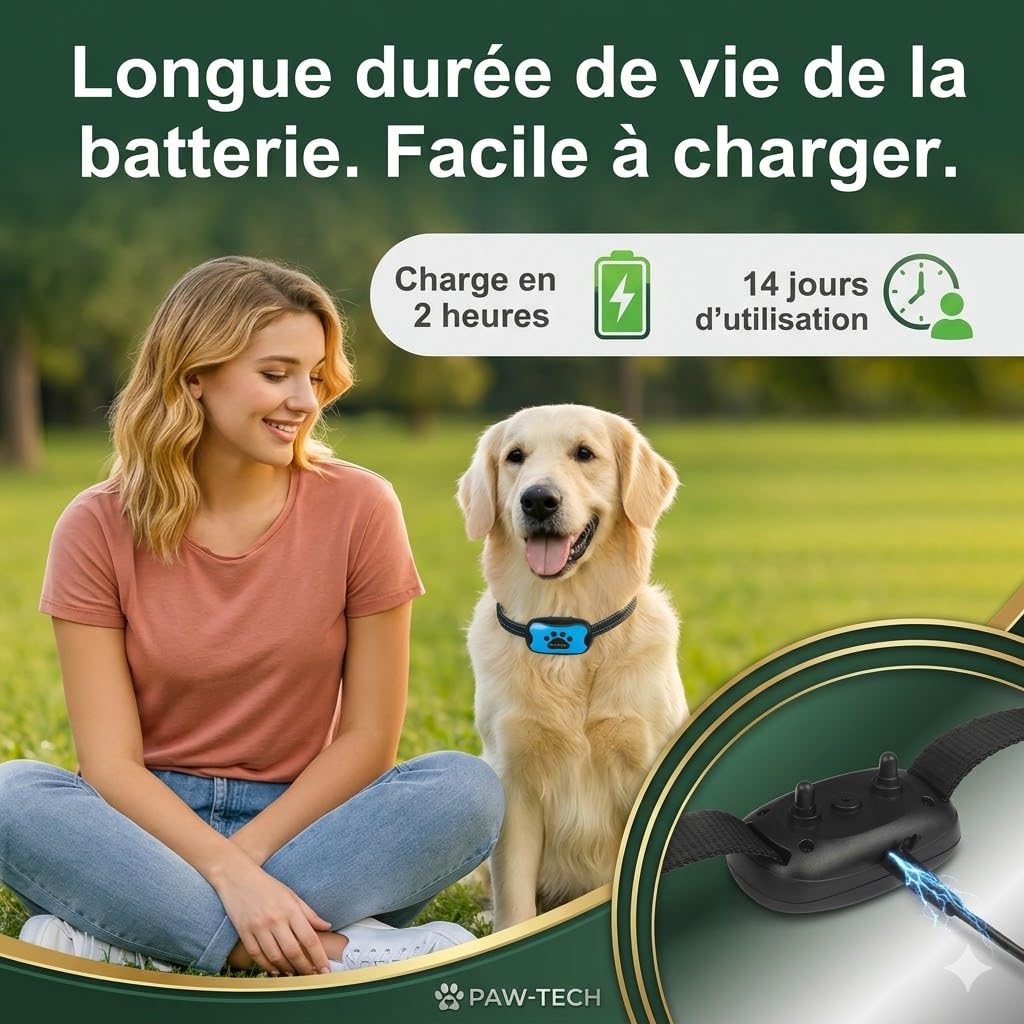 Pack de 2 Colliers Anti-Aboiement Chien Automatiques Bleu – Éducation Positive sans Choc Électrique, Vibration & Son, Rechargeable et Étanche IP67