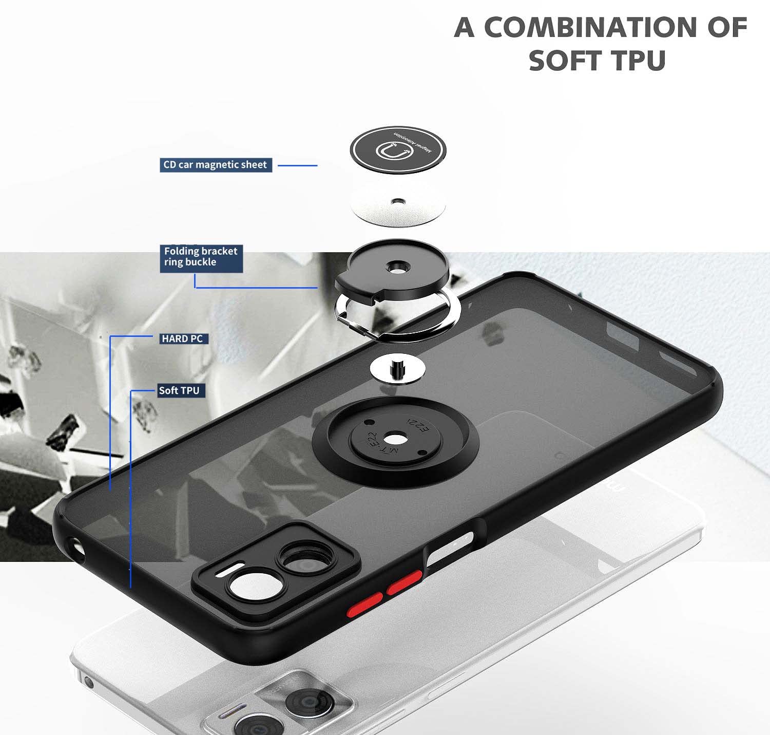 ILING Case For Motorola Moto G85 5G, Ultra-thin Translucent Matte Frosted PC Hard Back Cover, Soft Silicone TPU Bumper Shockproof Protective Case With