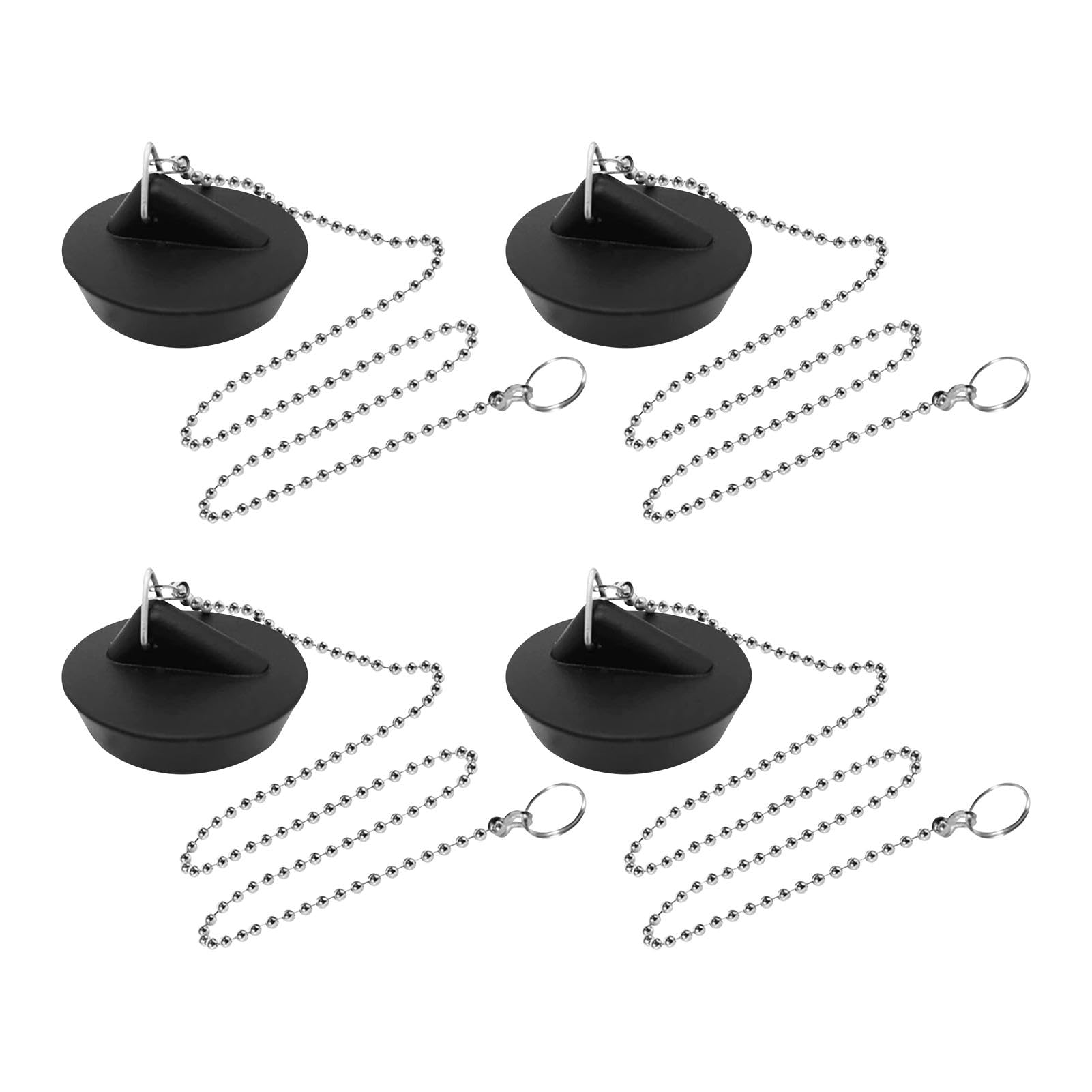 4 Pcs Universal Sink Plug with Chain, Bath Plug, 40 to 45 mm