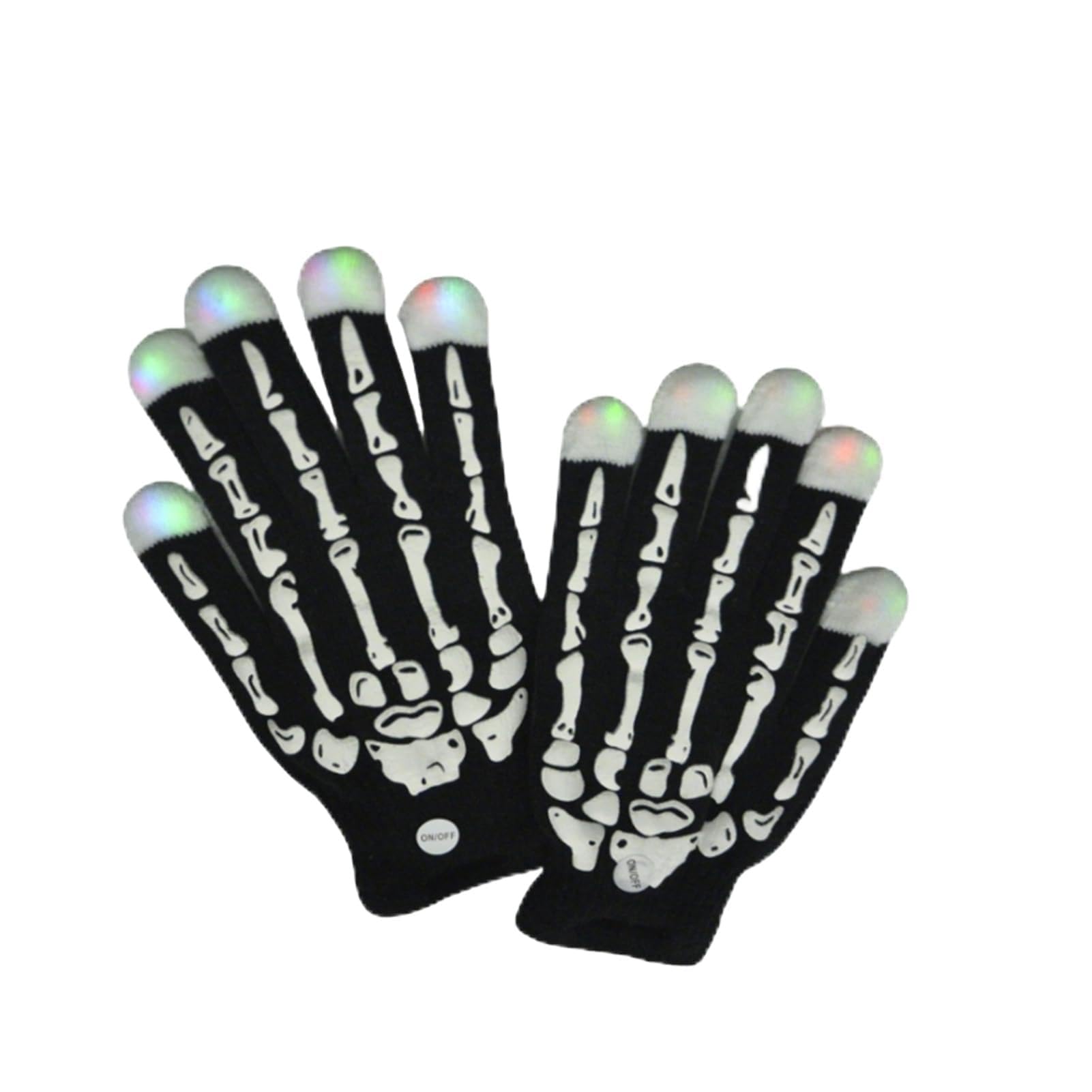 LED Rave Glove, 7 Colors Light Show Light up Finger Gloves for Gloving, Colorful Light Up Warm Gloves,Finger Gloving Light Gloves for adults Light Shows, Raves, Festival, Party(White Bone-1pcs)