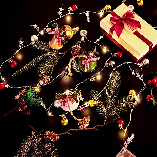 13 Ft 40 Led Christmas Decorative Wire Light Ball Shape Led String Lights With Star And Bell Battery Operated Wire Lamp Ornament Fairy String Light For Christmas Holiday Decor (Gold, Silver, Red) #TOP3