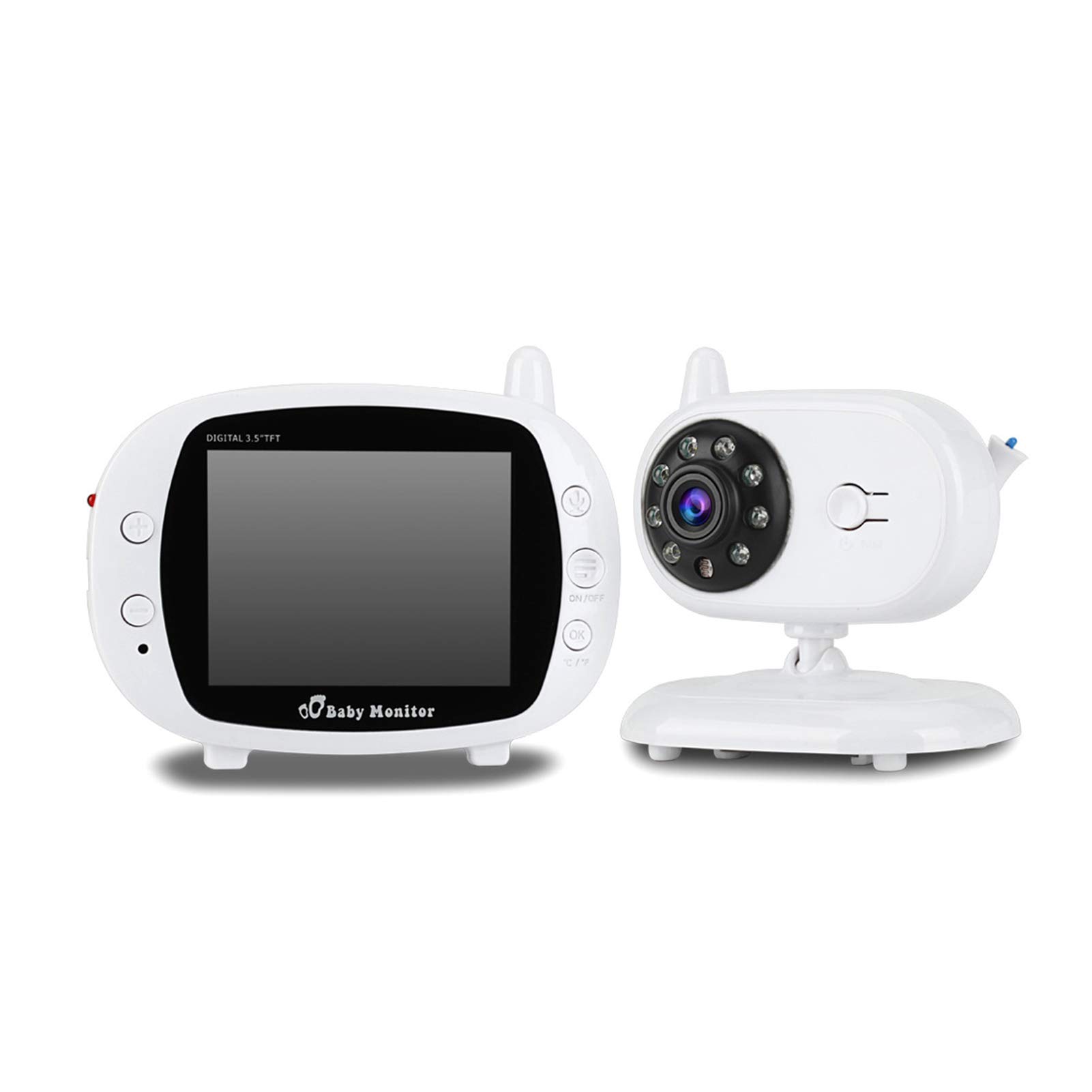 Moniteur Bébé LCD HD 3,5 Pouces Avec Interphone Vocal Bidirectionnel Vidéo Et Audio Détection Automatique De La Température De Vision Nocturne