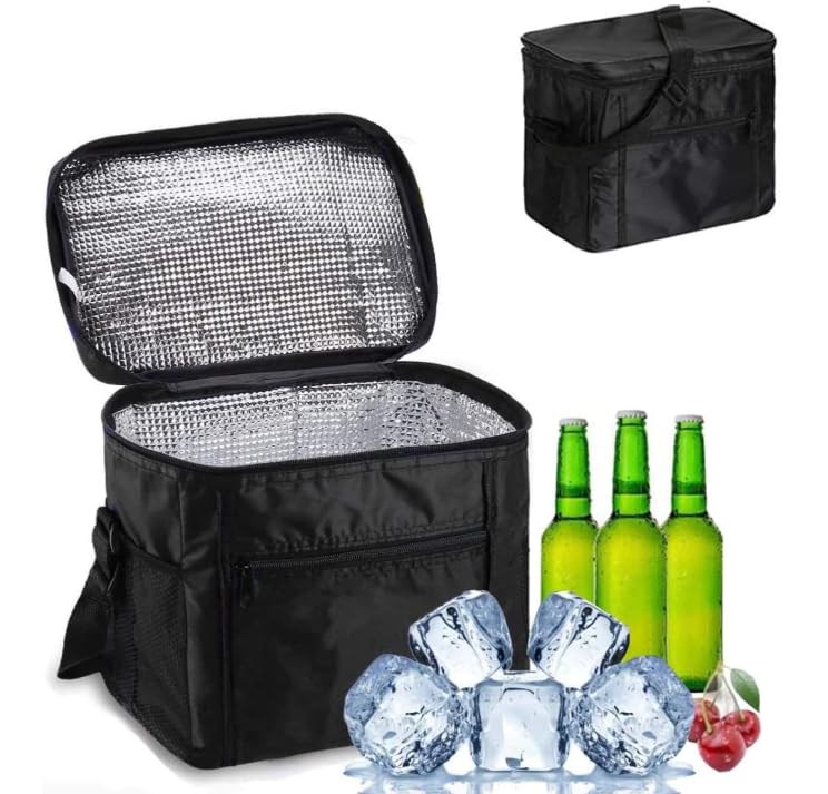 Bolsa Nevera Plegable, 10L Bolsas Térmicas para Comida, con Asas, Cierre y Tapa, Saco Isotermica, Nevera Portatil para Picnic, Barbacoa, Reutilizable