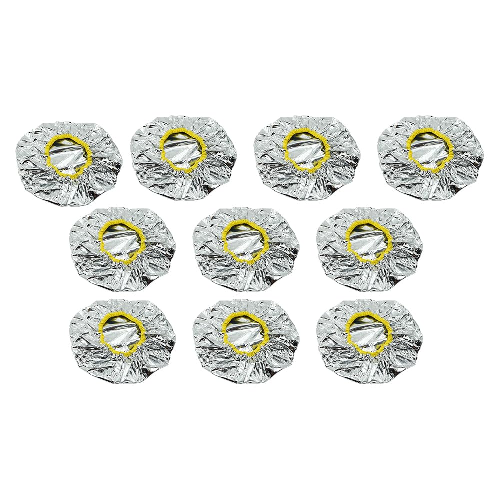 ieron 10 pcs Aluminium Foil Shower Cap, 2 Size (27 cm diameter and 28 cm diameter) Shower Caps, Reusable