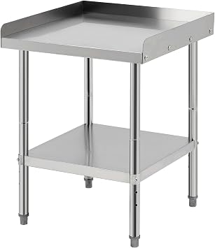 Stainless Steel NSF Equipment Grill Stand Table 24x24x30 Inch Heavy Duty 400 Lb Capacity Adjustable Legs 2" Edge Baffle Commercial Restaurant Kitchen