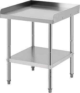 Equipment Grill Stand Table 24x24x30 Inch NSF Certified Stainless Steel 400 Lbs Capacity with Adjustable Legs, 2" Edge Baffle, for Hotel, Home, Commercial Restaurant Kitchen