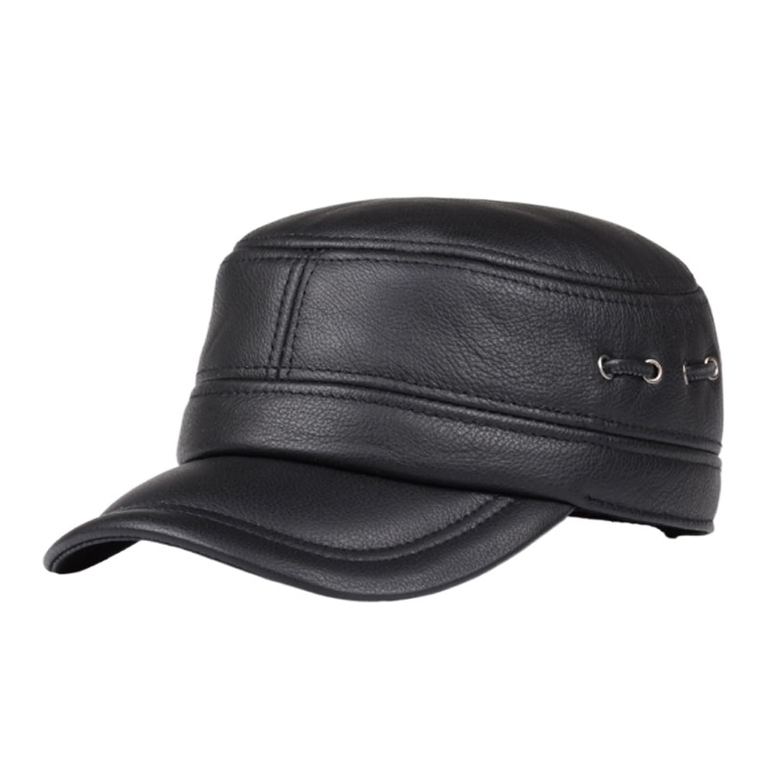 Gorras de béisbol de Cuero Genuino for Hombre, Gorros cálidos de Piel de Vaca for jóvenes, Sombreros de papá con Lengua de Pato, Gorra voladora de Bombardero