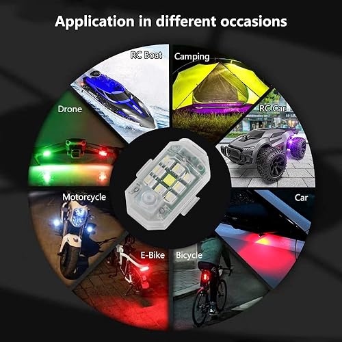 Miniatura 8 de LECART 4 luces LED recargables anticolisión con control remoto inalámbrico, 7 colores, luces estroboscópicas LED para automóvil, motocicleta,