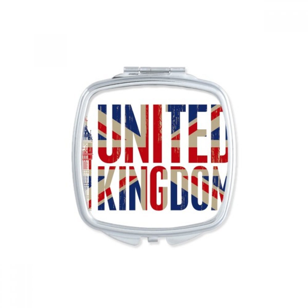 Miroir compact carré multicolore avec motif drapeau Royaume-Uni et Big Ben