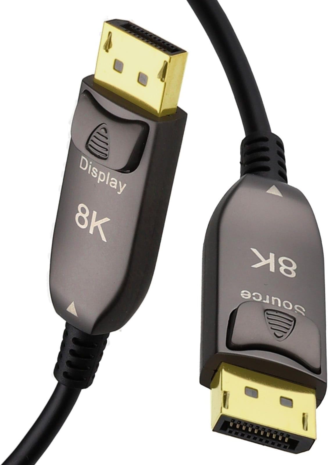 Active DisplayPort 1.4 Optical Cable AOC 8K 30Hz 4K 120Hz 32Gbps HDR HBR3 Fibre Optic DP to DP Male CPR ECA Rated 10m Black