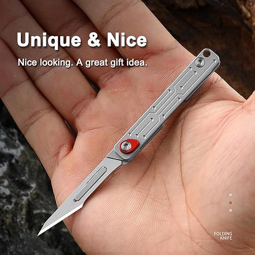 Miniatura 4 de Joycube Pequeño cuchillo de llavero, mini cuchillo de bolsillo plegable con 10 cuchillas quirúrgicas reemplazables, cuchillos de bisturí, cortador