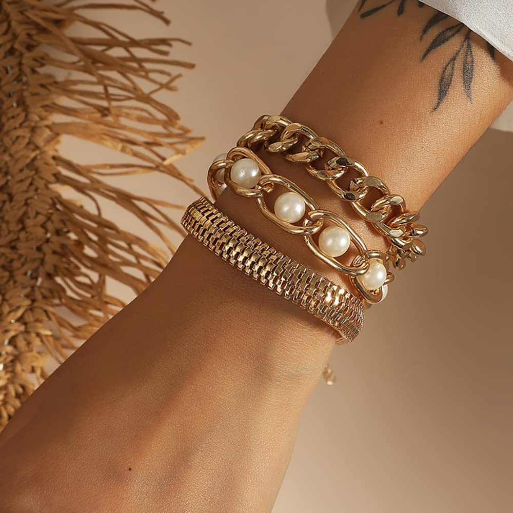 Juego de 15 pulseras doradas para mujer, pulseras abiertas apilables de múltiples capas, cadena de eslabones cubanos ajustables, delicadas joyas estéticas clásicas 4