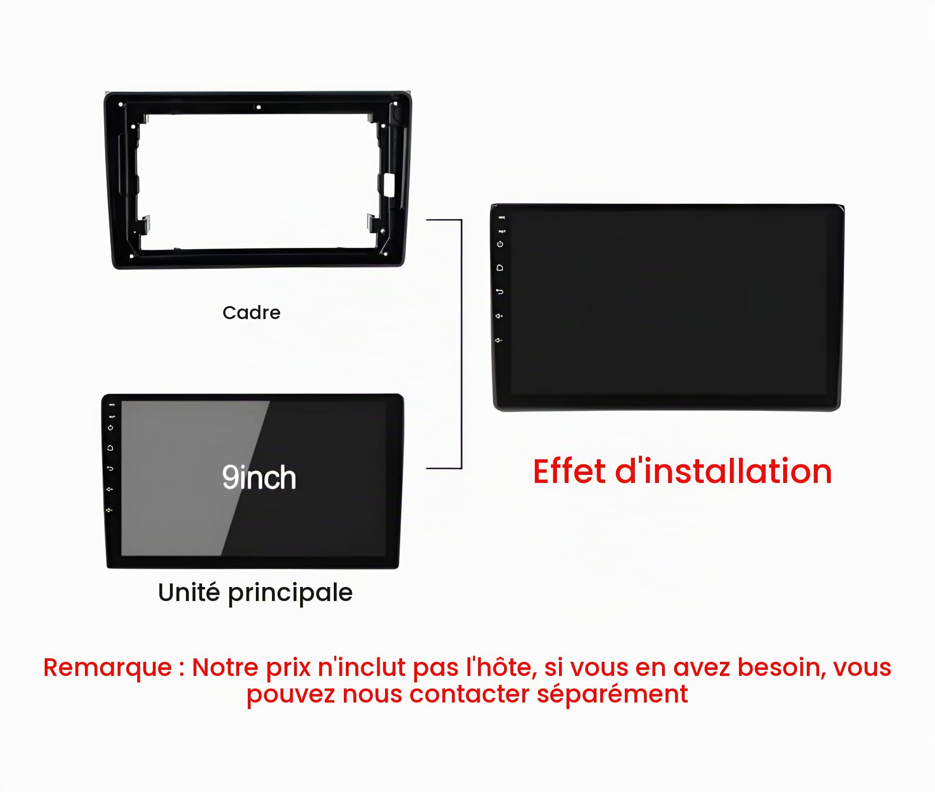 Sound-way Kit de Montage Autoradio, Façade Cadre de Radio 9" Pouces, Adaptateur Compatible avec Audi A4 2004-2009 / Seat Exe
