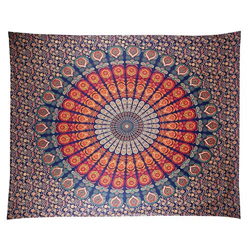 Anyasen Tapiz de pared mandala Tapestry Tapices tapiz hippie diseño de pavo real psicodélico colgante de pared bohemio Dorm Decor colchas indias para la pared para el dormitorio toalla playa 200x150cm