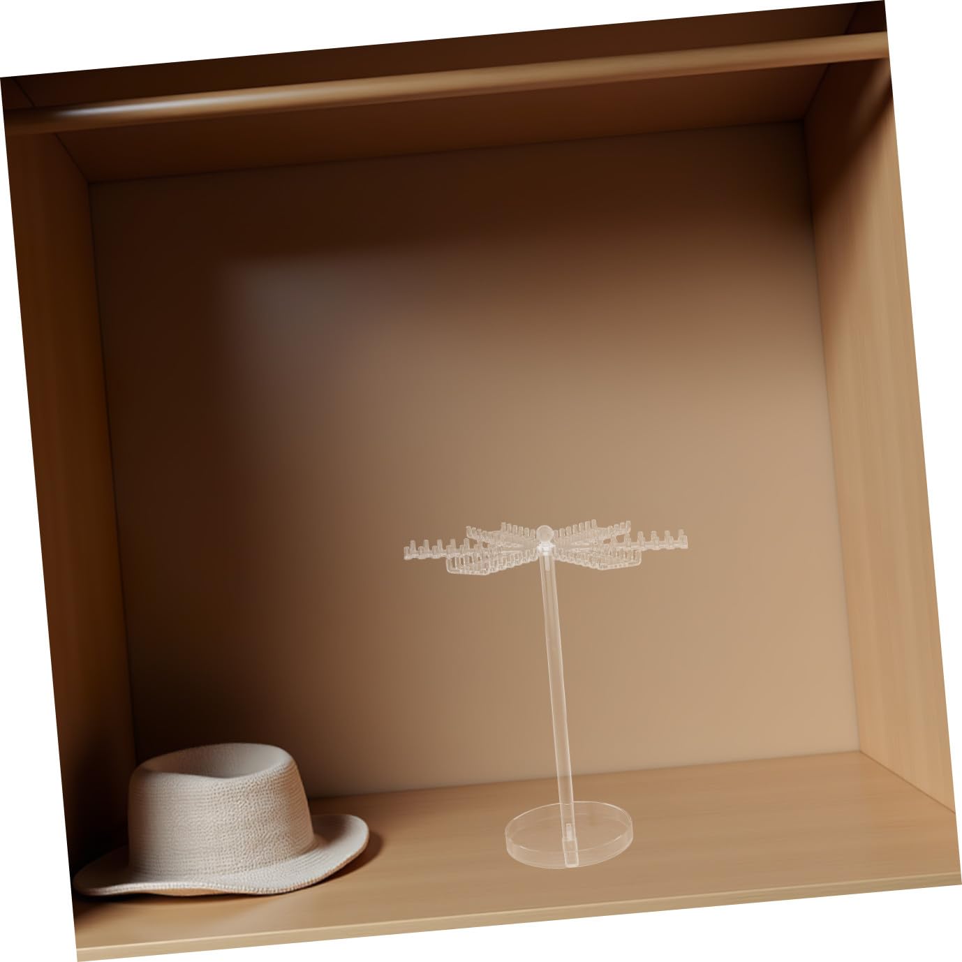 Hohopeti Drehbarer Schmuckständer aus Transparentem Acryl 29,5X26,9X13cm Halsketten und Armbandhalter mit 360°-Display für Damen Schmuckorganizer für Schreibtisch und Kommode
