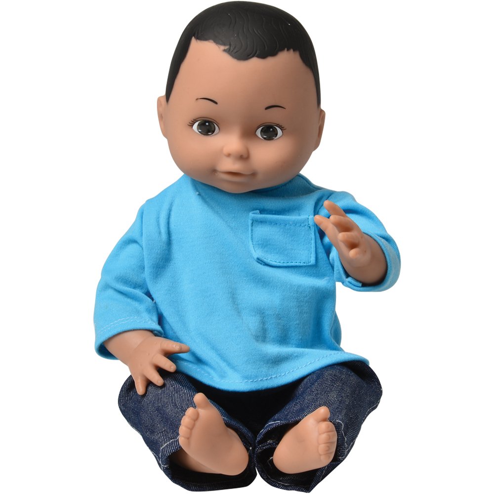 Cre8tive Minds Multi-Ethnic School Toddler Baby Doll with Moveable Limbs, Native American Boy, Denim Pants and Blue Shirt, Imaginative Play, Social Learning, Dolls for Boys and Girls 19 Months Plus