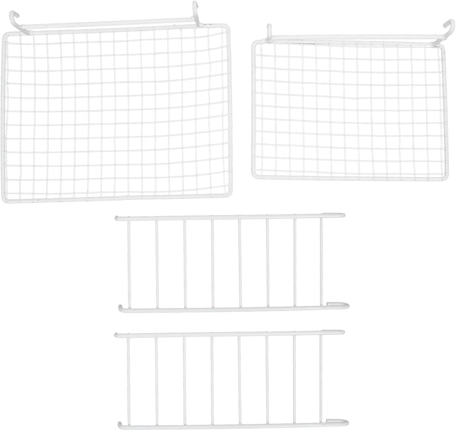 4pcs Flat Bird Cage Platform Stainless Steel Grid Stand with Ladder | White Rectangular Sector Design, Easy Installation in Cage, Suitable for Gerbils and Small Animals