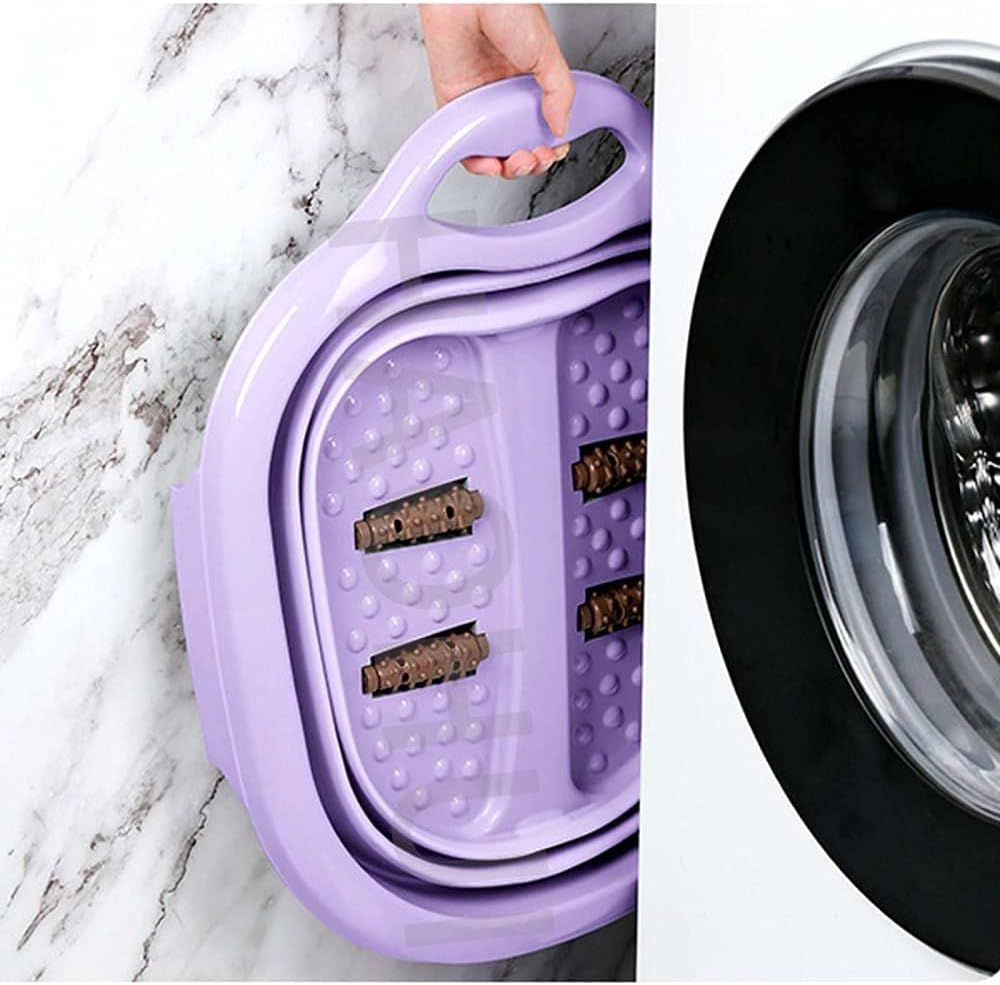 折りたたみ式フットスパフットバス浴槽-フットマッサージャー付きの省スペースリラクシングフットスパプラスチックバスバレルは、家庭用フッ