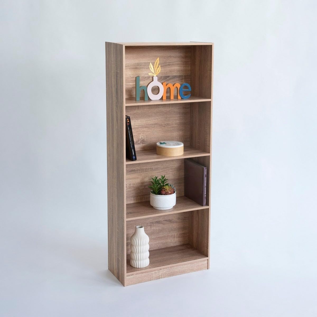 Estantería librería de 4 estantes en MDF color natural de 147x60 cm