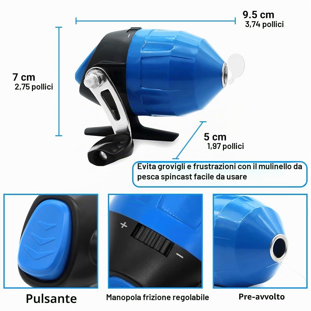 Kilitn Kit de Canna da Pesca per Bambini - 86 Pezzi, Canna da Pesca Telescopica e Mulinello Spincast Set e Accessori da Pesca Borsone da Viaggio per Ragazzi, Ragazze, Giovani, Principianti