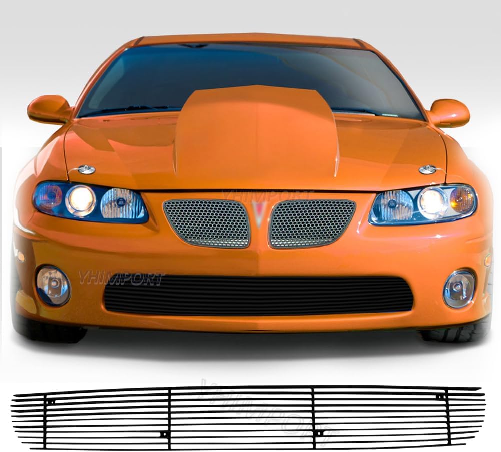 Black Lower Bumper Grille Fits 2004 2005 2006 Pontiac GTO Solid Aluminum Billet Grille Insert Combo (Black-Lower Bumper)