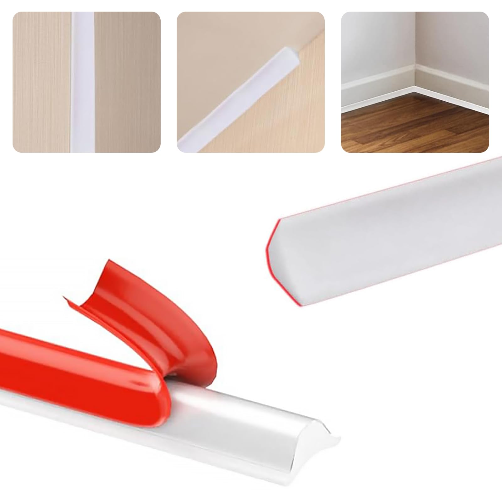 Quadrant Trim,5 Meters Tile Trim Caulk Strip Molding Trim, Plastic Wall Corner Edging Strip for Cabinet Countertop Ceiling Floor,Skirting Board,Moulding Trim,Caulk Strip(5M,12mm*9mm)
