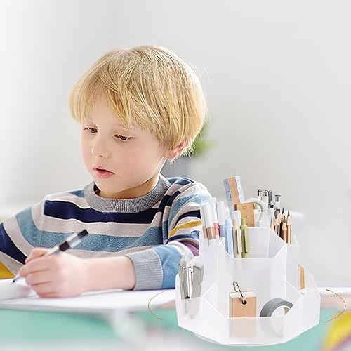 Miniatura 7 de BXIHUR Soporte para bolígrafo con rotación de 360 grados, 9 ranuras para escritorio, organizador de escritorio, accesorios de escritorio y