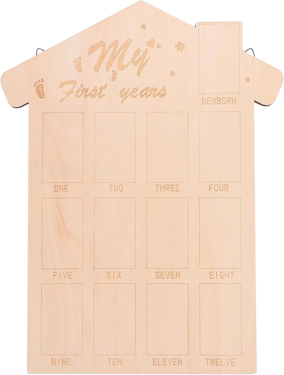 Toyvian Wooden Photo Frame Newborn First Year Memory Picture Board Nursery Wall Décor Shower Keepsake