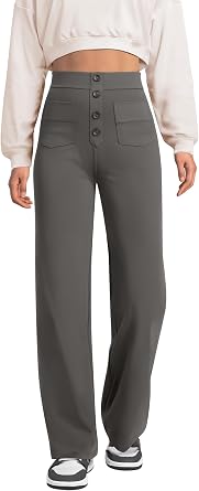 keriffe Womens Straight Leg Dress Pants Stretchy Work Trousers