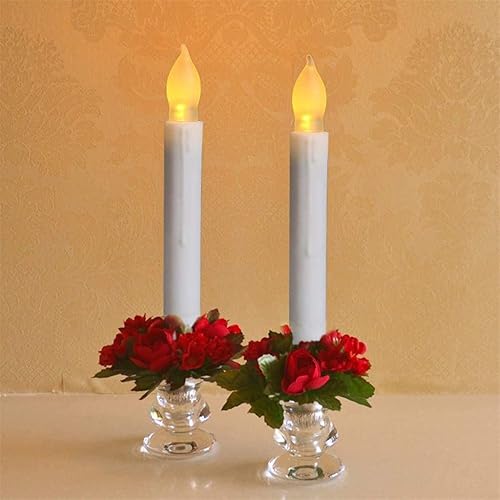 Miniatura 6 de xunhuimemory - 12 velas LED cónicas sin llama de 6.5 pulgadas, color amarillo cálido, velas cónicas colgantes que funcionan con pilas, candelabros