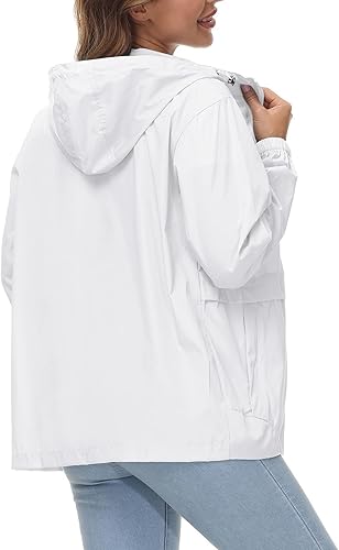 Miniatura 2 de Avoogue Chaqueta impermeable para mujer, ligera, plegable, con capucha, rompevientos para exteriores
