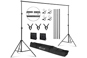 Soporte para telón de fondo para fiestas: soporte ajustable de 6.4 pies...