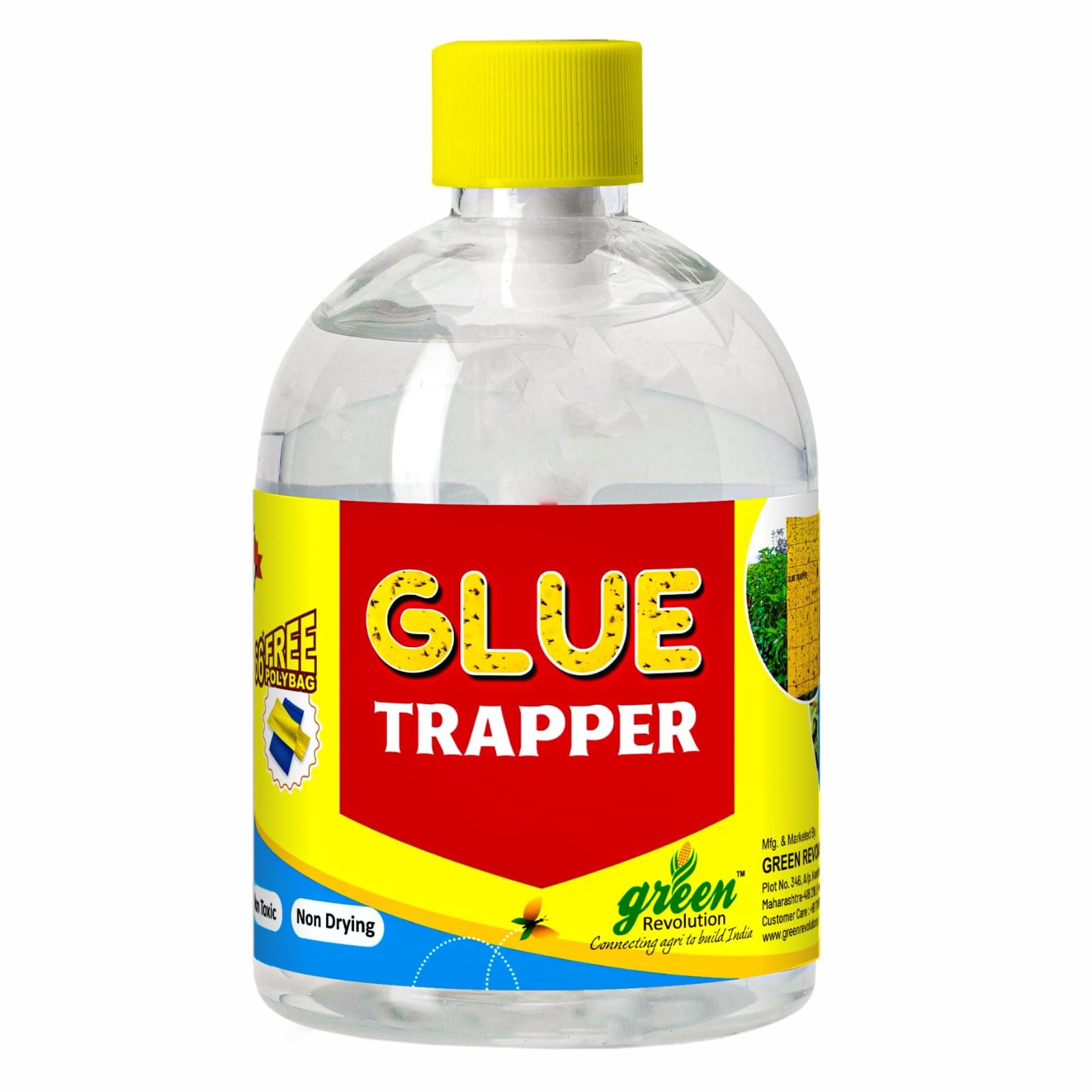 Glue Trapper Insect Trap, Non-Toxic, Non Drying Insect Glue, Organic Yellow & Blue Sticky Trap (Reusable) for Insects, Whiteflies, Aphids, Leaf Minor, Thrips, Pack of 250 ML with 33 polybag (B084GMFC6W) Amazon Price History, Amazon Price Tracker