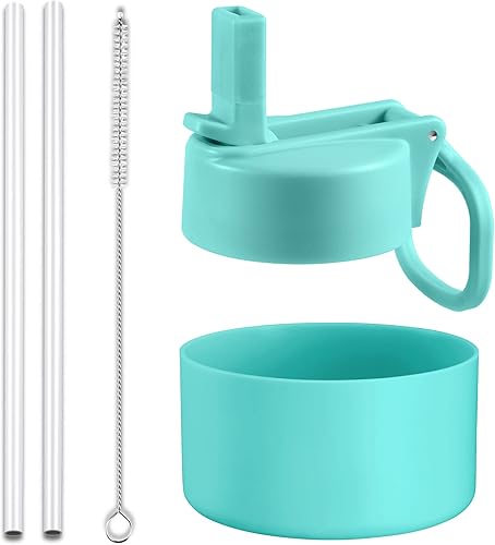 Miniatura 9 de Vmini Tapa con popote, compatible con botella de agua de boca ancha Hydro Flask y más, mango ancho y giratorio, popotes y cepillos, paquete de 1 y 2