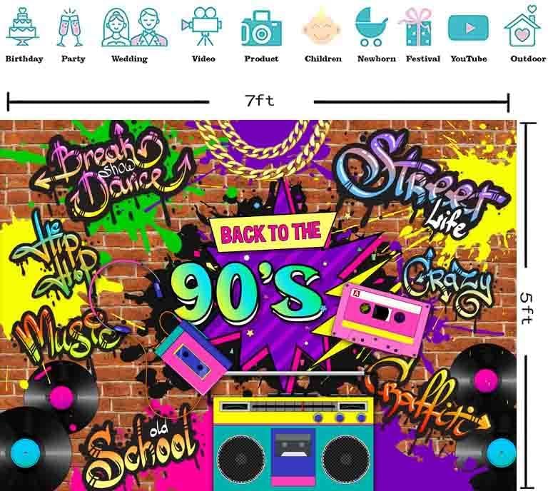 Fondo Fotográfico Hip Hop 10X8FT Graffiti Ladrillo Retro miniatura 4