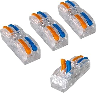 Aiqeer 16 Pcs SPL-2 Lever-Nut Wire Connectors, 2 in 2 out 4 Ports Transparent Conductor Compact Wire Connectors, Cable Clamp Terminal Block Quick Spring Connector (Multicolor Lever)