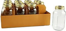 Mason Jars 12pk, Pint Canning Jars and Lids, Bulk Glass Jars for Preserves, Salsas, Iced Coffee, Drinking Glasses, Candle Making 32 oz
