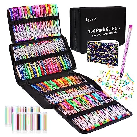 Lyuvie 160 Bolígrafos de Gel,80 Bolis de Colores con 80 Recambios de Purpurina y 1 Libro para Adultos, Boligrafos Gel para Dibujar Garabatear Manualidades Scrapbooking Journaling
