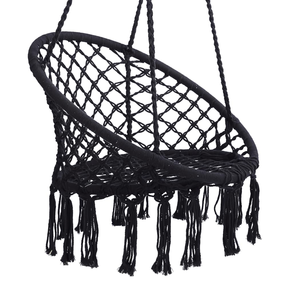 Hammock Chair Macrame Swing Black Swing Max 330 Lbs Hanging Cotton Rope