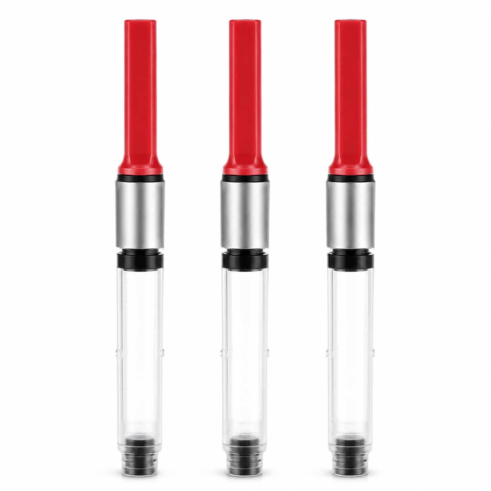 Pack of 3 Ink Converter in Red Fountain Pens Safari, Al-Star, Visit, Joy, ABC - for Use with Ink Bottles - Replacement for Ink Cartridges, Practical Ink Absorber for Students Stationery and School Use