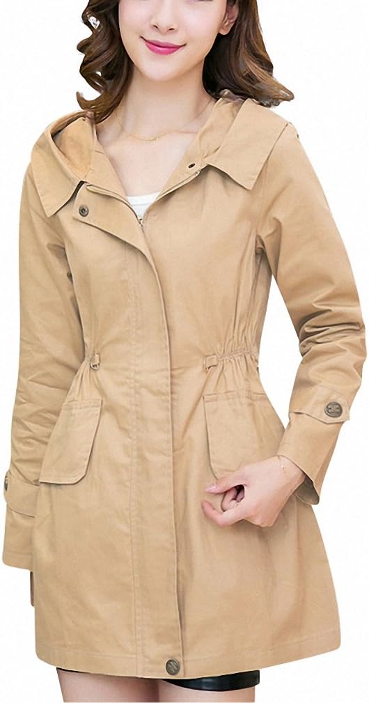 Slim Women Trench Coats Plus Size M-4XL Fashion Hooded Winter Autumn Spring Black / Khaki Zipper Lady Long Outwear