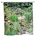 RDRUVA Garden Landscape Shower Curtain Spring Summer Colorful Flowers Green Plant Bathroom Curtains Floral Nature Scenic Rustic Country Bathtub Decor with Hooks 70 x 70 in