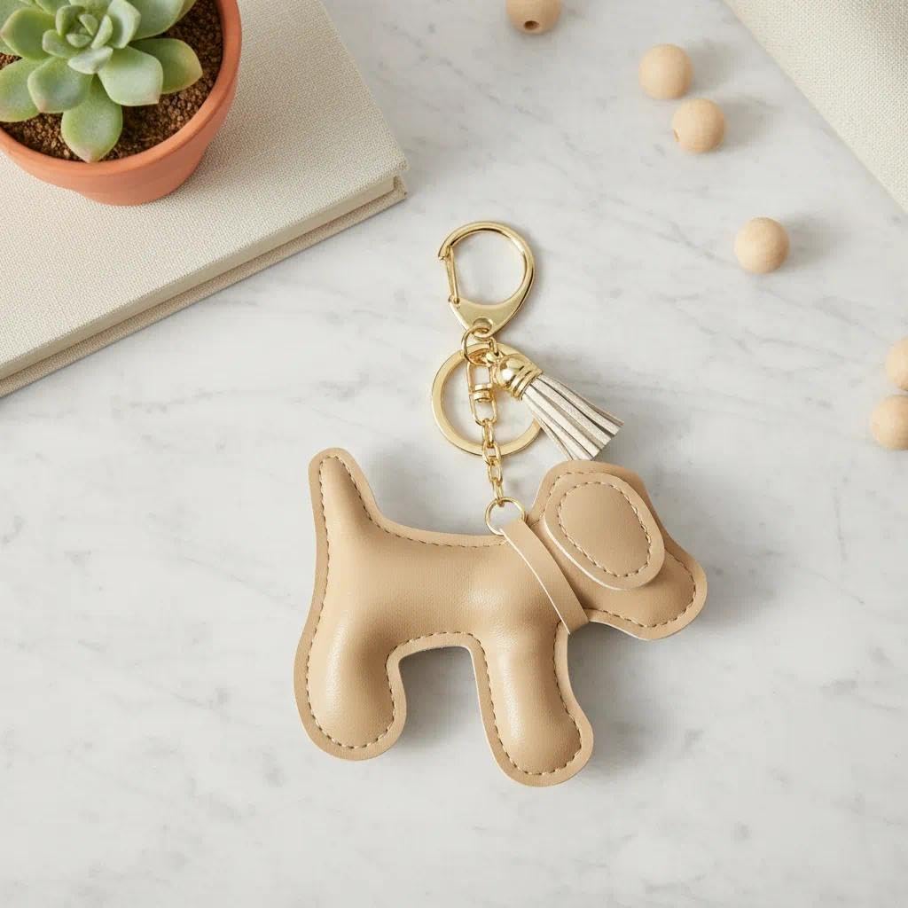 QTMY Cute Leather Puppy Keychain Keyring for Women,Purse Bag Charms for Handbags Backpack,242 image 2